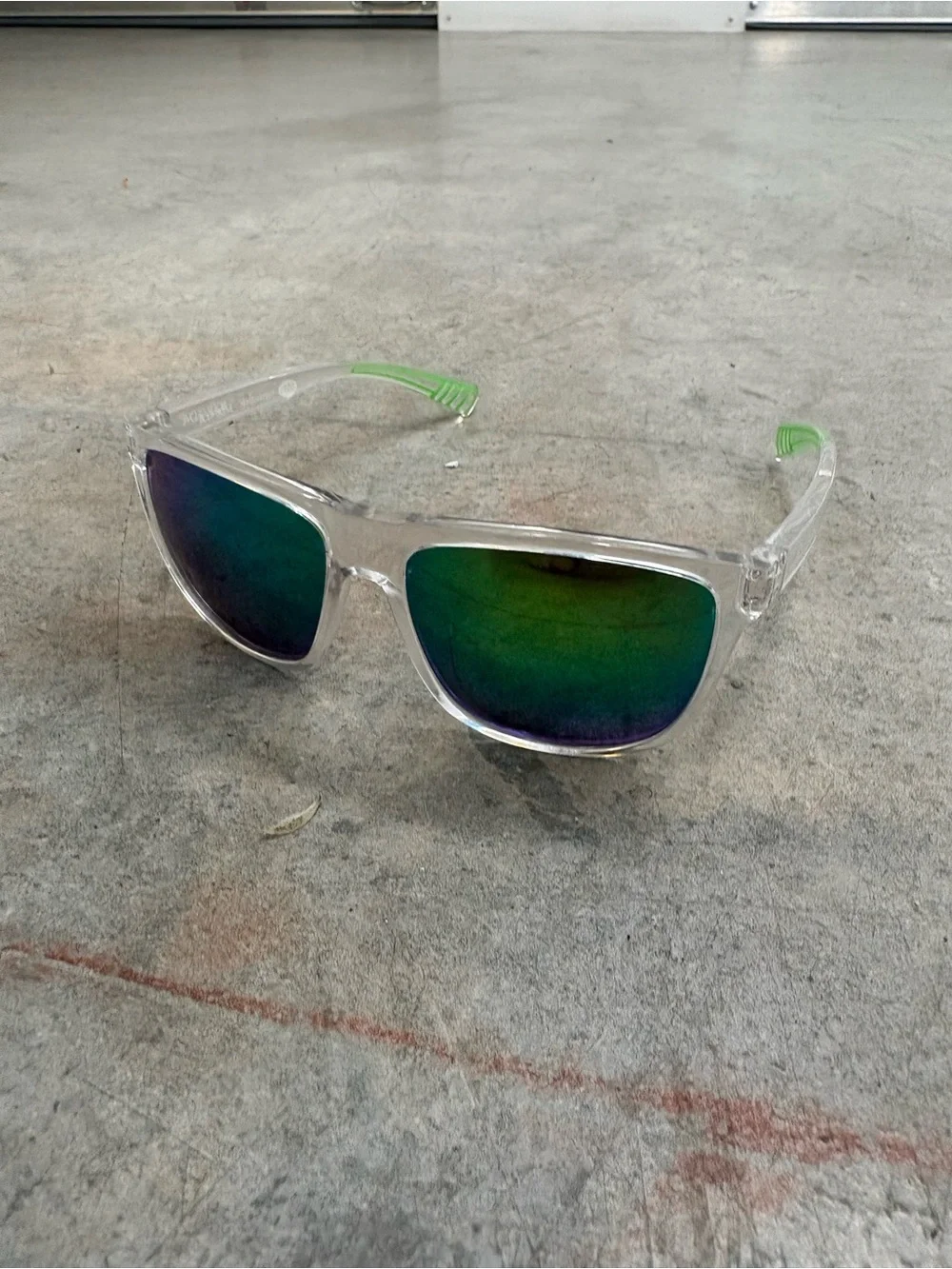 Body Glove J09 Men's Square Sunglasses Clear Frame Green Mirrored UV400 1.00